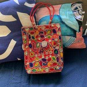 Handmade Indian Handbag with Elephant Design